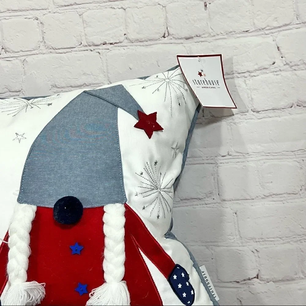 Super Cute Accent Pillow with Knome details by Storehouse Patriotic theme NWT
